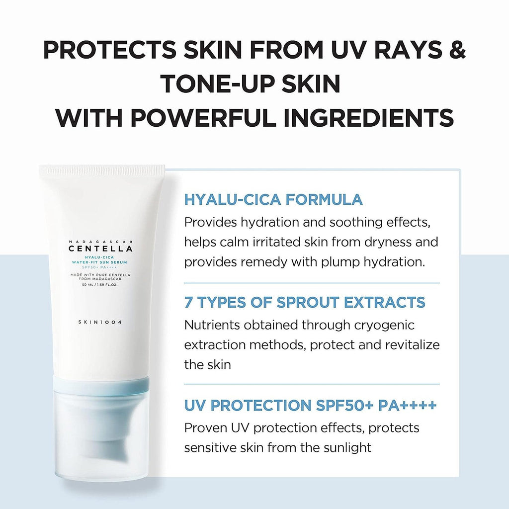 SKIN1004 Madagascar Centella Hyalu-Cica Water-Fit Sun Serum SPF50+ PA++++ (2-Pack)