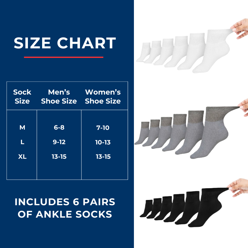 Women's Cotton Diabetic Ankle Socks (6 Pair)