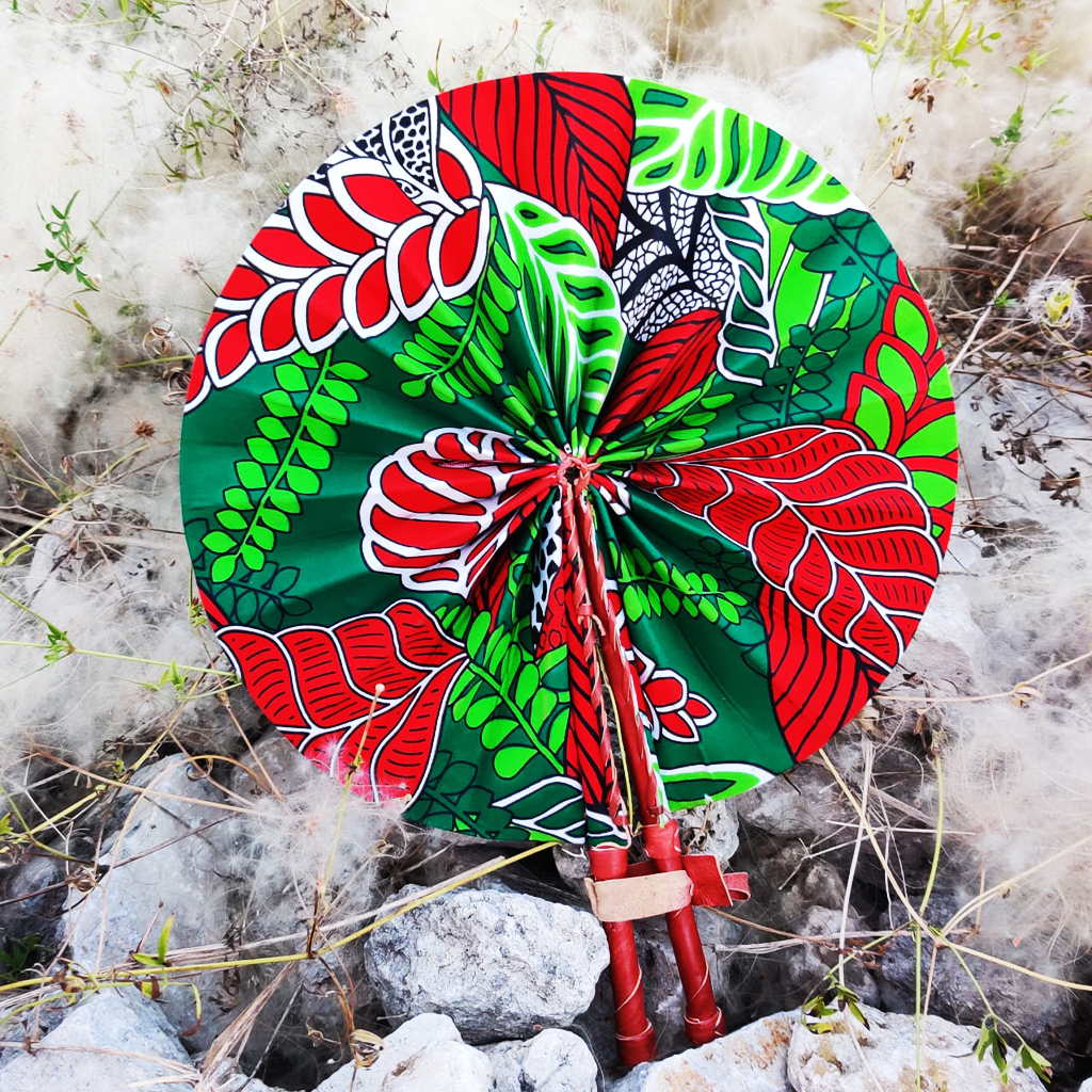 Hudah African Print Folding Hand Fan