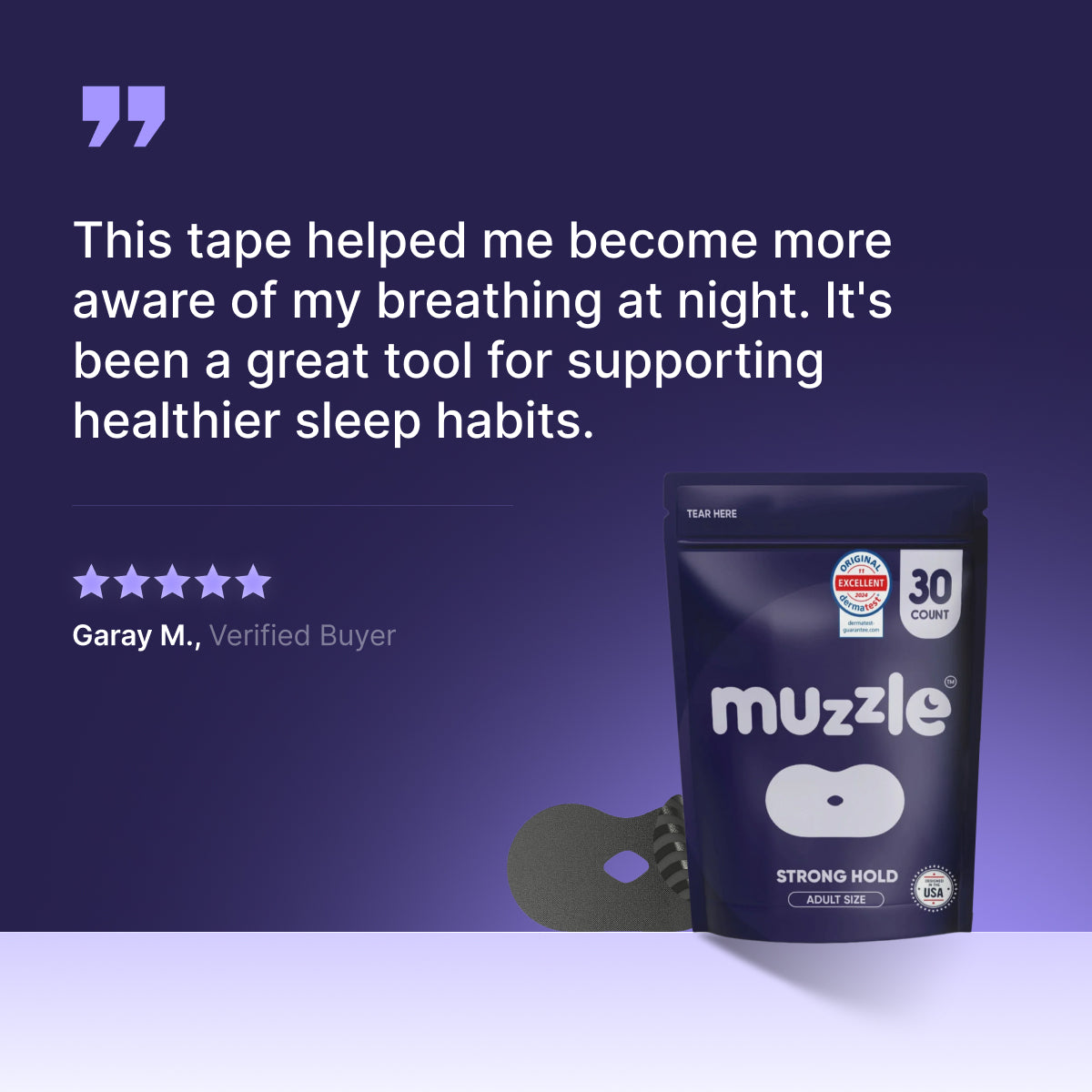 Muzzle® Mouth Tape for Adults (Strong Hold)