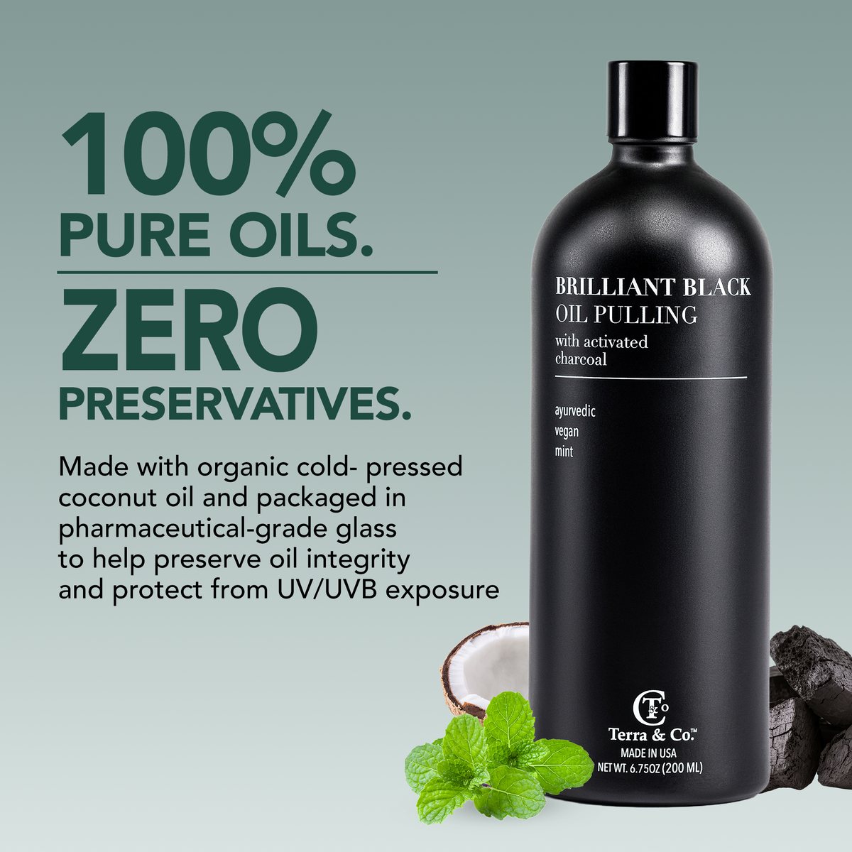 Brilliant Black® Oil Pulling – Charcoal Ayurvedic Mouthwash for Teeth Whitening & Fresh Breath, 6.75 oz