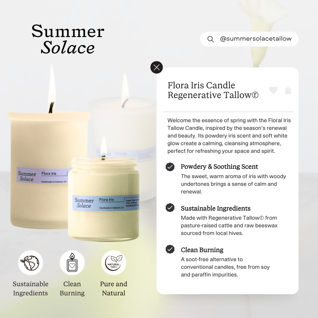 Flora Iris – Tallow Candle with Orris & Palo Santo | 6 oz