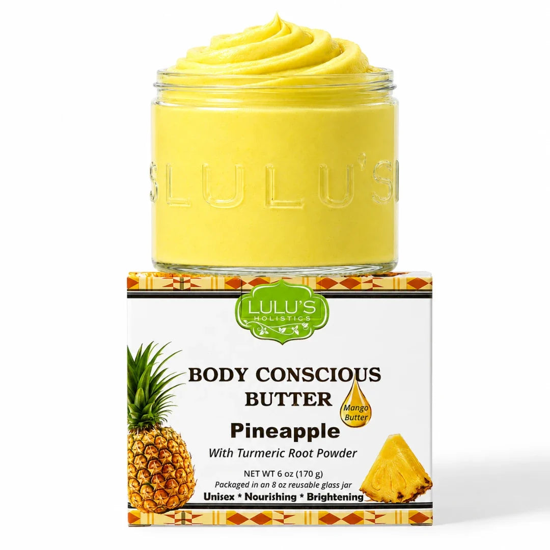 Lulu's Holistics Pineapple Turmeric Whipped Mango Body Butter – Non-Greasy, Golden Glow