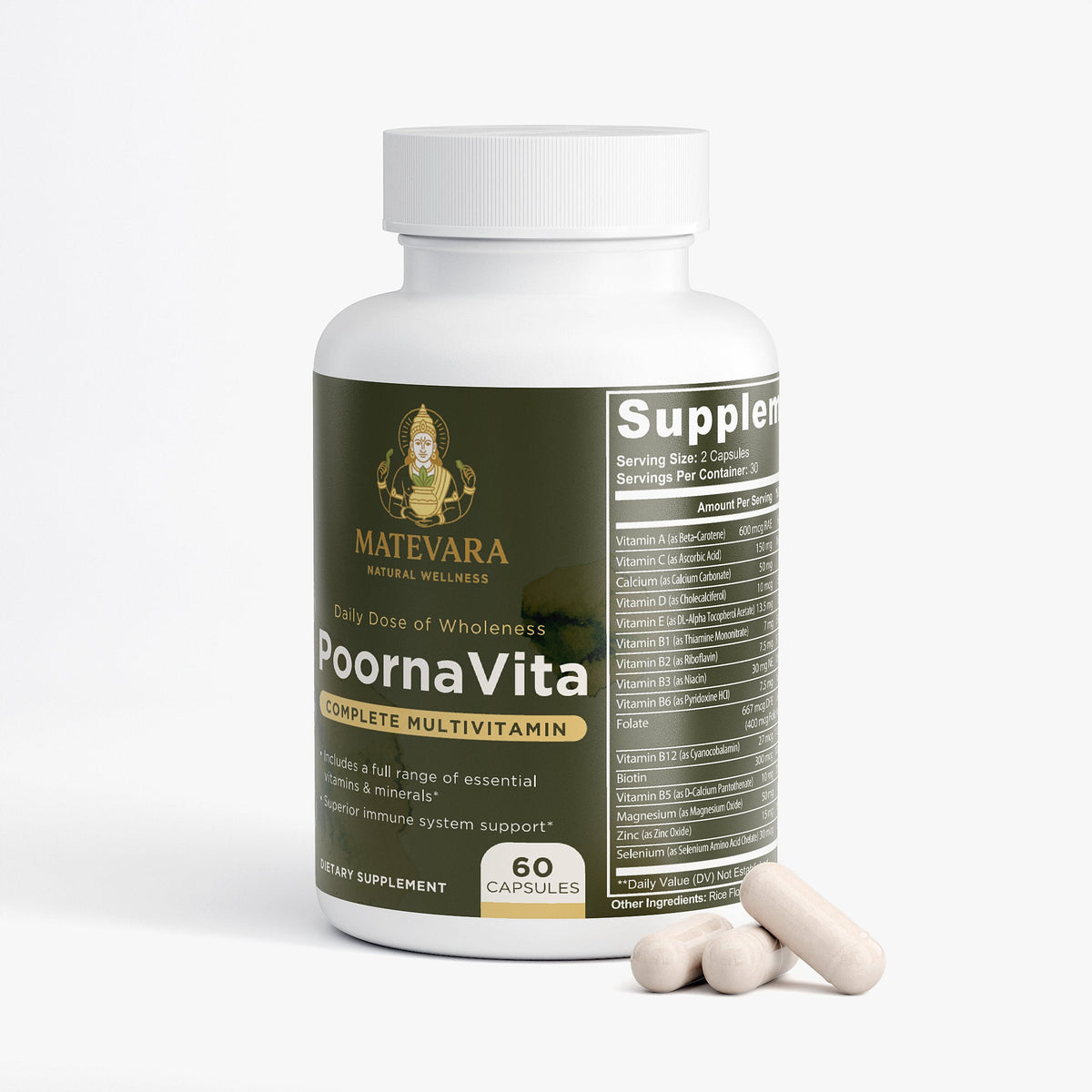 PoornaVita Complete Multivitamin for Men | Prostate & Immune Support | 60 Capsules