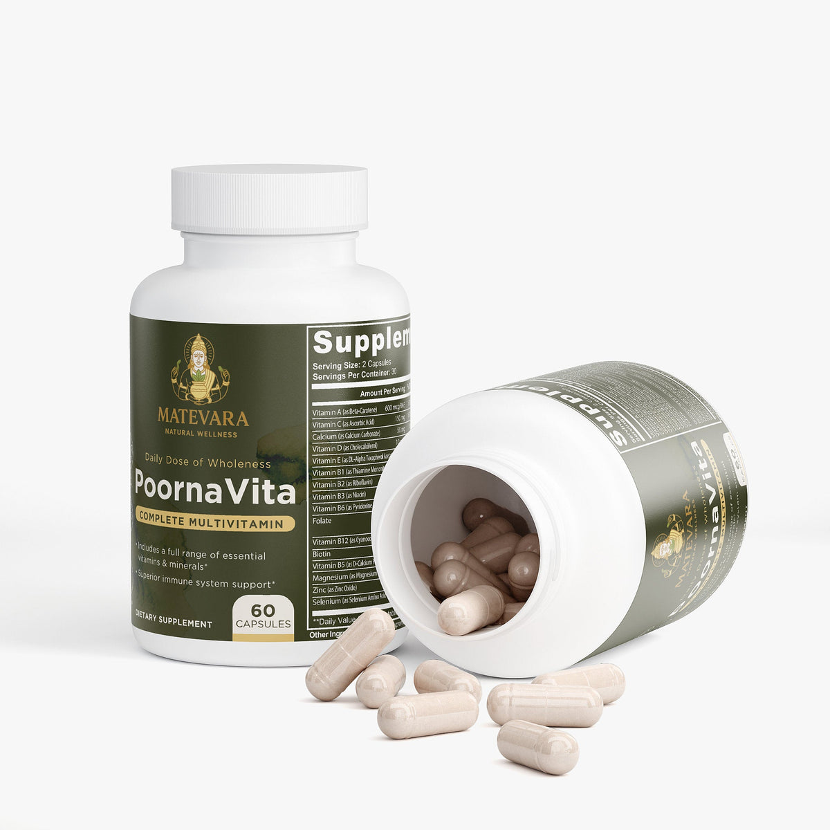 PoornaVita Complete Multivitamin for Men | Prostate & Immune Support | 60 Capsules