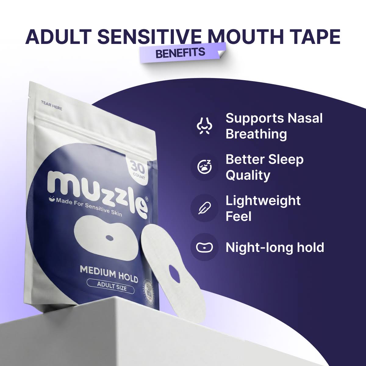 Muzzle® Mouth Tape For Adults (Extra Sensitive)