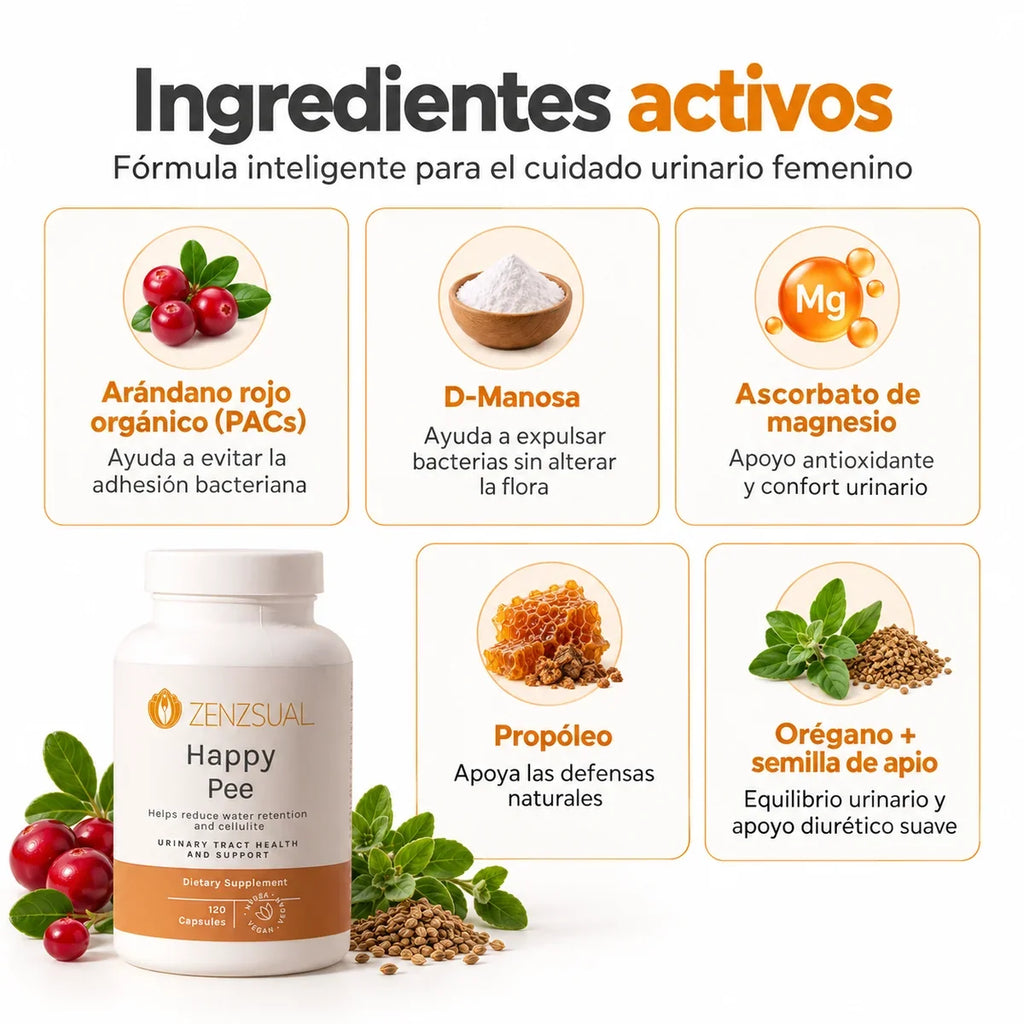 Happy Pee - Suplemento Nutricional para la Salud Urinaria Femenina